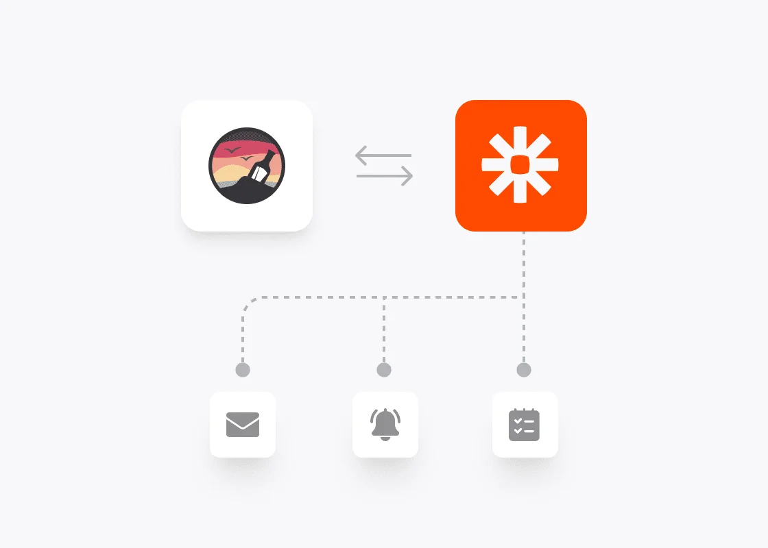 Zapier integration showing automated workflows connecting Ashore to popular business apps
